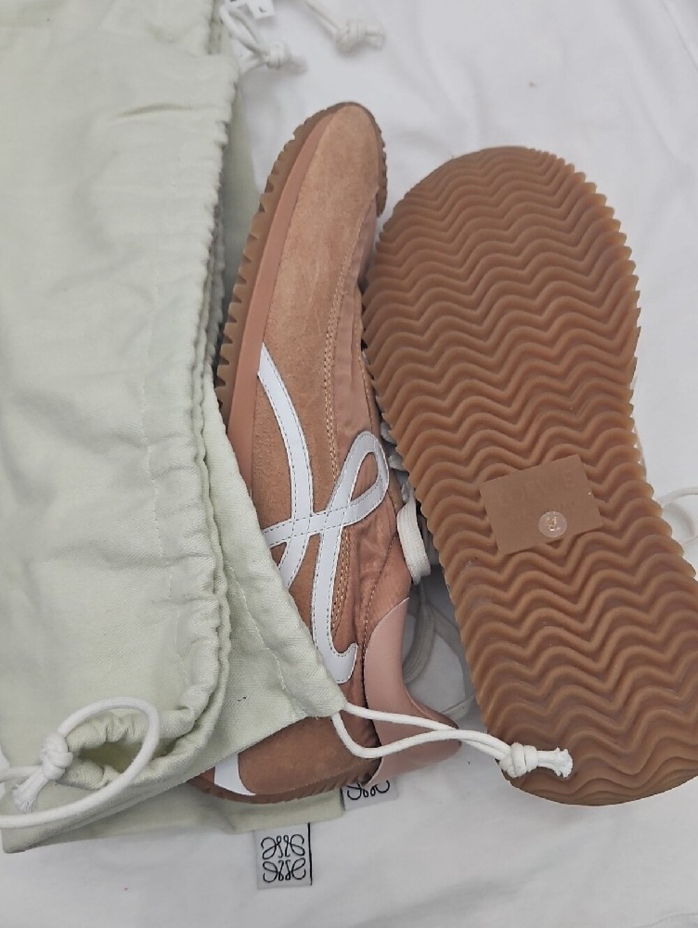 Loewe Women's Pink Suede & Nylon Sneakers - Picture 7 of 7